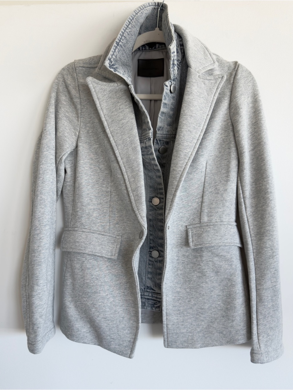 NWOT Blue Revival Helen Blazer Heather Grey With Denim Dickey Insert